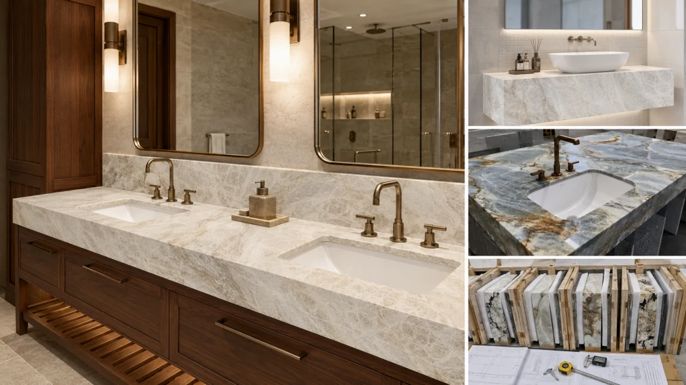 Quartzite Vanity Tops για Premium έργα μπάνιου